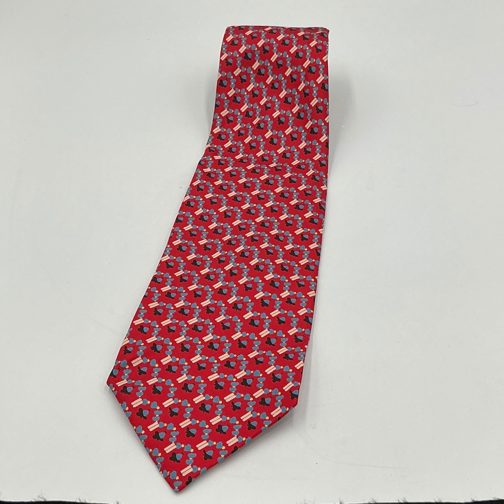 Eros Necktie Hand Sewn All Silk Red Butterfly Novelty Print Classic Width‎